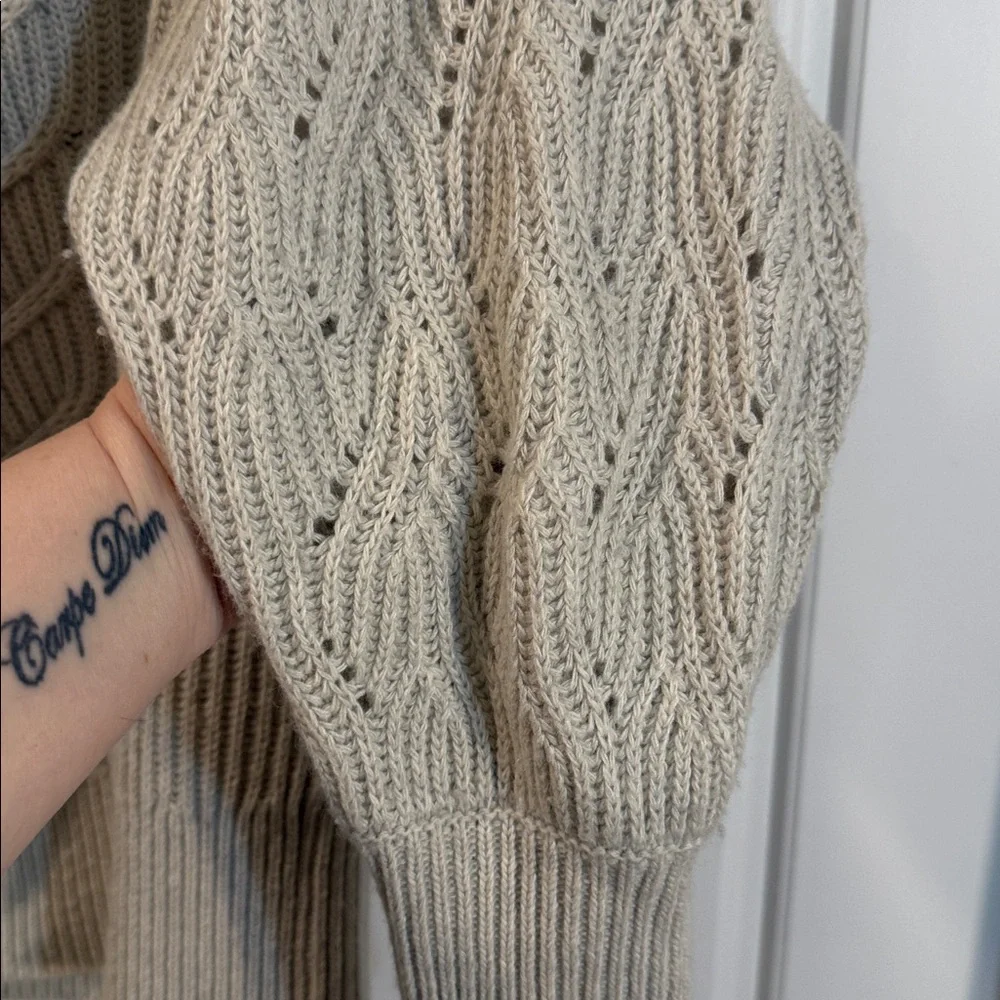 Intermix Off The Shoulder Cream Knit Wool cashmere Blend Chunky Sweater